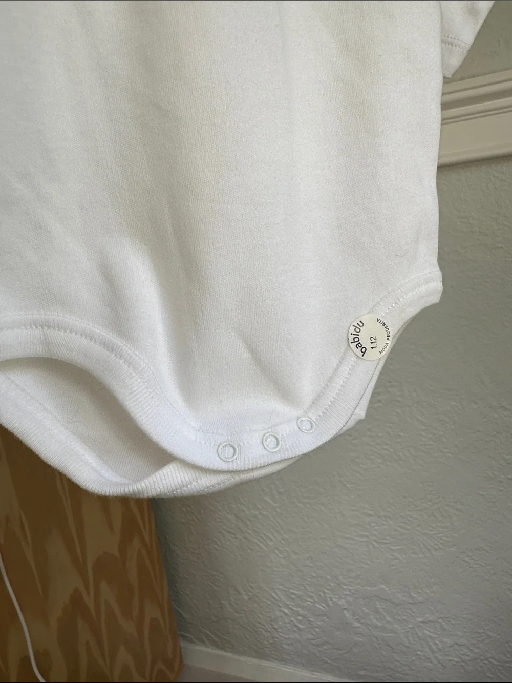 Classic White Long-Sleeve Baby Bodysuit with Blue-Trim Peter Pan Collar